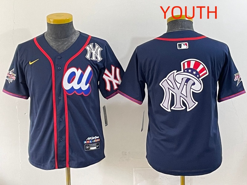 Youth 2025 New York Yankees Blank Drak Blue All star Blank Blue Nike MLB Jersey style 16
